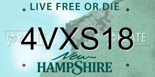 4VXS18 New Hampshire License Plate
