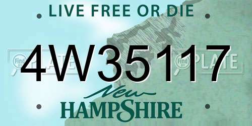 4W35117 New Hampshire License Plate