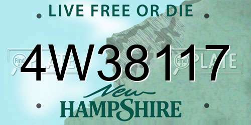 4W38117 New Hampshire License Plate