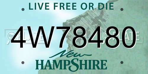 4W78480 New Hampshire License Plate