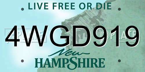 4WGD919 New Hampshire License Plate