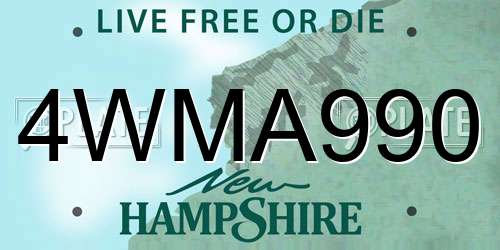 4WMA990 New Hampshire License Plate