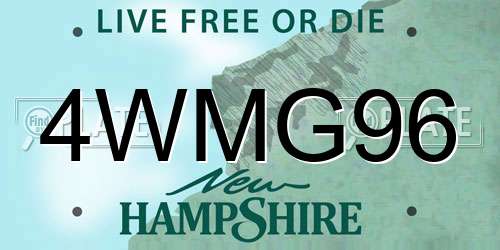 4WMG96 New Hampshire License Plate