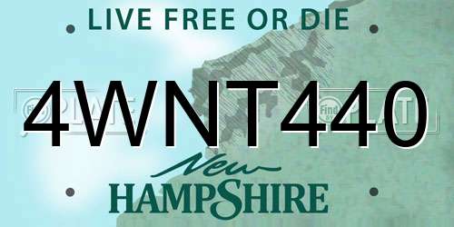 4WNT440 New Hampshire License Plate