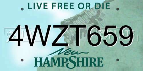 4WZT659 New Hampshire License Plate