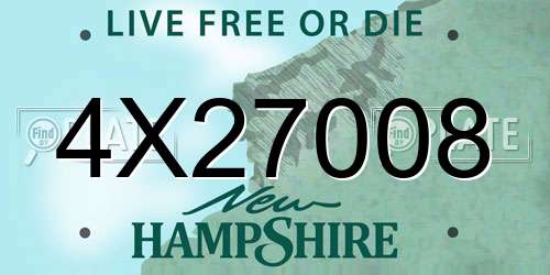 4X27008 New Hampshire License Plate