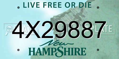 4X29887 New Hampshire License Plate