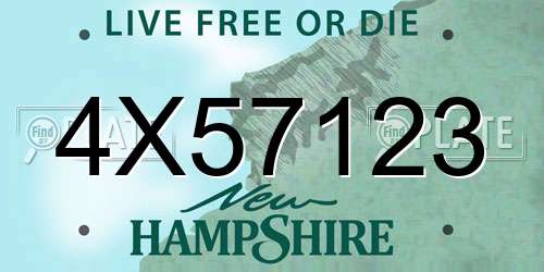 4X57123 New Hampshire License Plate