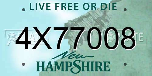 4X77008 New Hampshire License Plate