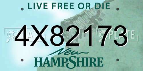 4X82173 New Hampshire License Plate