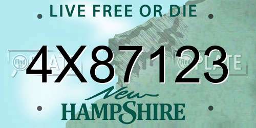4X87123 New Hampshire License Plate