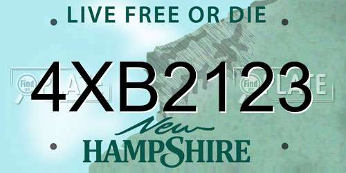 4XB2123 New Hampshire License Plate