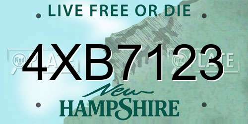 4XB7123 New Hampshire License Plate