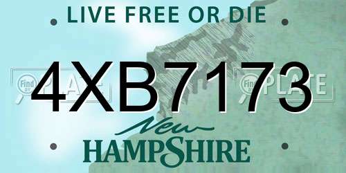 4XB7173 New Hampshire License Plate