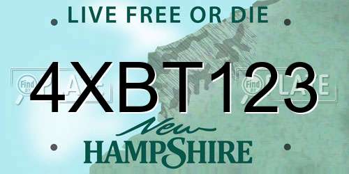 4XBT123 New Hampshire License Plate