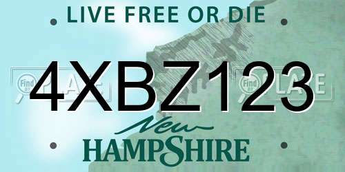 4XBZ123 New Hampshire License Plate