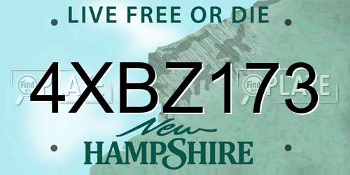 4XBZ173 New Hampshire License Plate