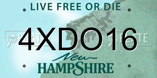 4XDO16 New Hampshire License Plate
