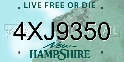 4XJ9350 New Hampshire License Plate