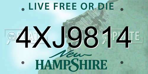 4XJ9814 New Hampshire License Plate