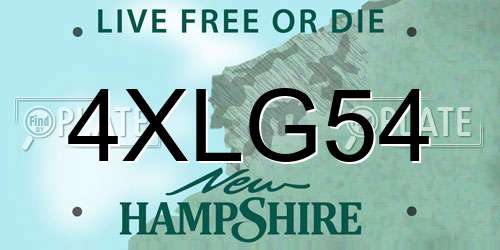 4XLG54 New Hampshire License Plate