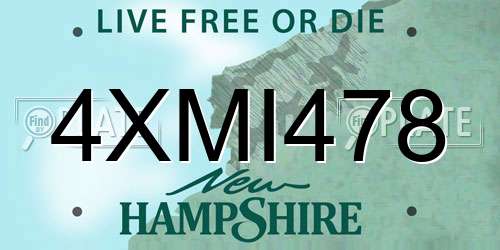 4XMI478 New Hampshire License Plate