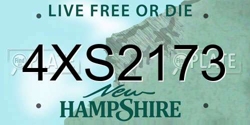 4XS2173 New Hampshire License Plate