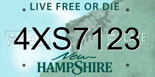 4XS7123 New Hampshire License Plate