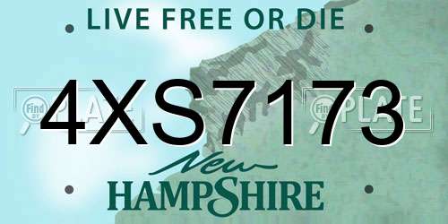 4XS7173 New Hampshire License Plate