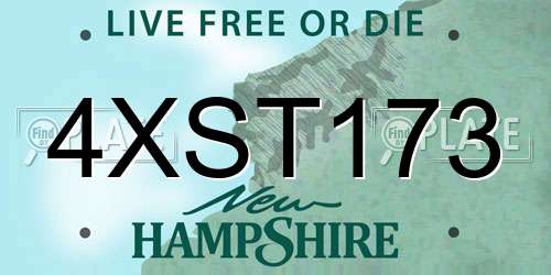 4XST173 New Hampshire License Plate