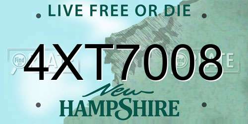 4XT7008 New Hampshire License Plate