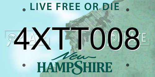 4XTT008 New Hampshire License Plate