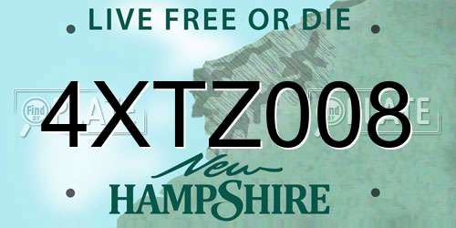 4XTZ008 New Hampshire License Plate