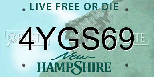 4YGS69 New Hampshire License Plate