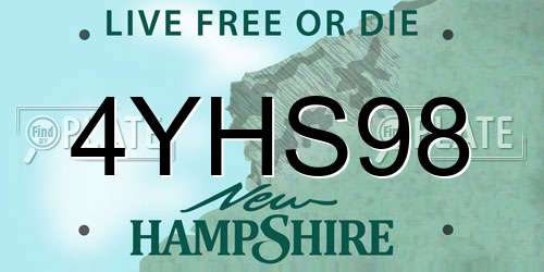 4YHS98 New Hampshire License Plate
