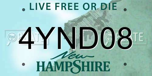 4YND08 New Hampshire License Plate