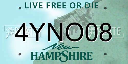 4YNO08 New Hampshire License Plate