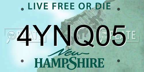 4YNQ05 New Hampshire License Plate