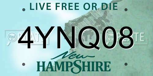 4YNQ08 New Hampshire License Plate