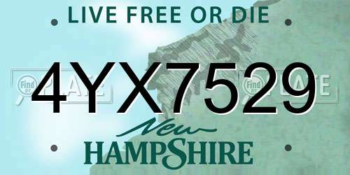4YX7529 New Hampshire License Plate