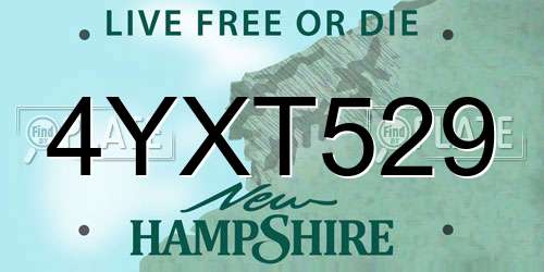 4YXT529 New Hampshire License Plate