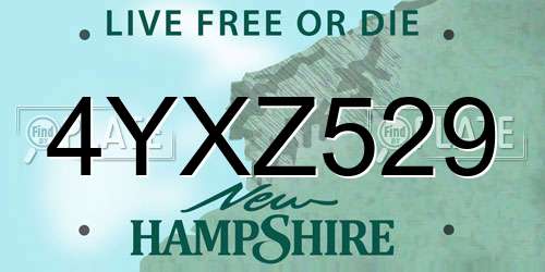 4YXZ529 New Hampshire License Plate