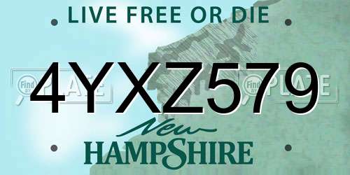4YXZ579 New Hampshire License Plate