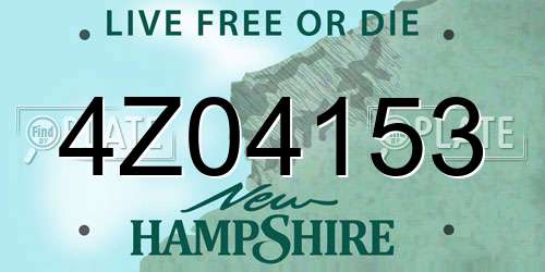 4Z04153 New Hampshire License Plate