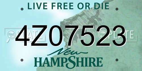 4Z07523 New Hampshire License Plate