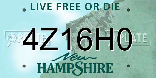 4Z16H0 New Hampshire License Plate