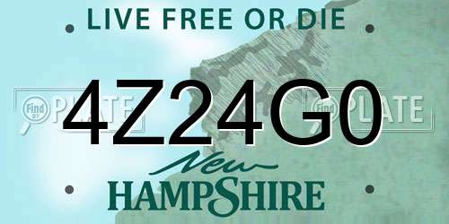 4Z24G0 New Hampshire License Plate