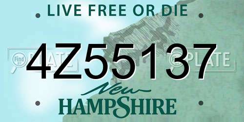 4Z55137 New Hampshire License Plate