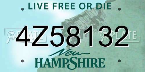 4Z58132 New Hampshire License Plate