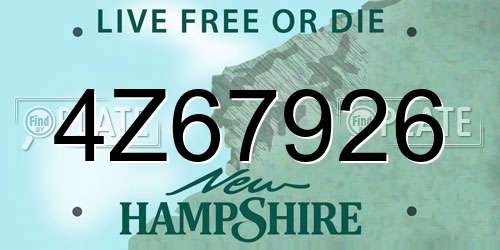 4Z67926 New Hampshire License Plate